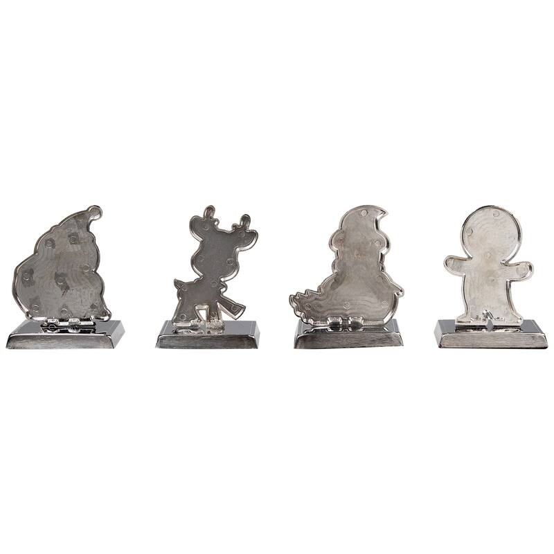 Set of 4 Christmas Figures Stocking Holders with Silver Base