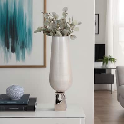 Sagebrook Home Glass Vase With Metal Base