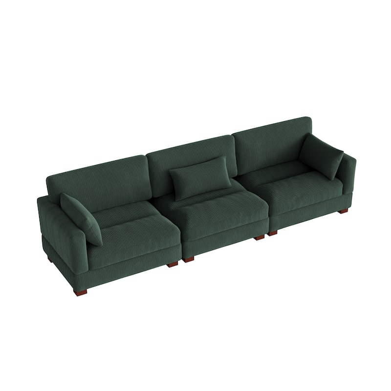 Corduroy Modular Sectional Sofa Couch With Chaise Ottoman