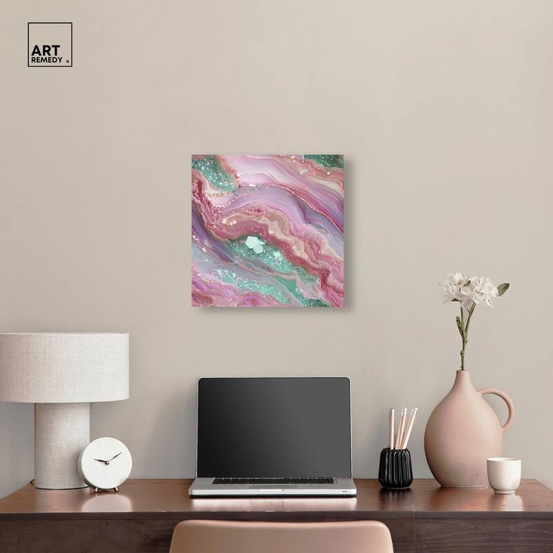 Pink and Mint Crystal II Canvas by Art Remedy, Gallery Wrapped
