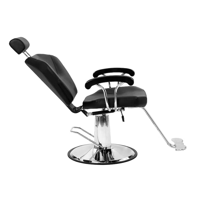 Hydraulic Salon Chair Hair Beauty Equipment Barber Chair with Headrest Black - N/A