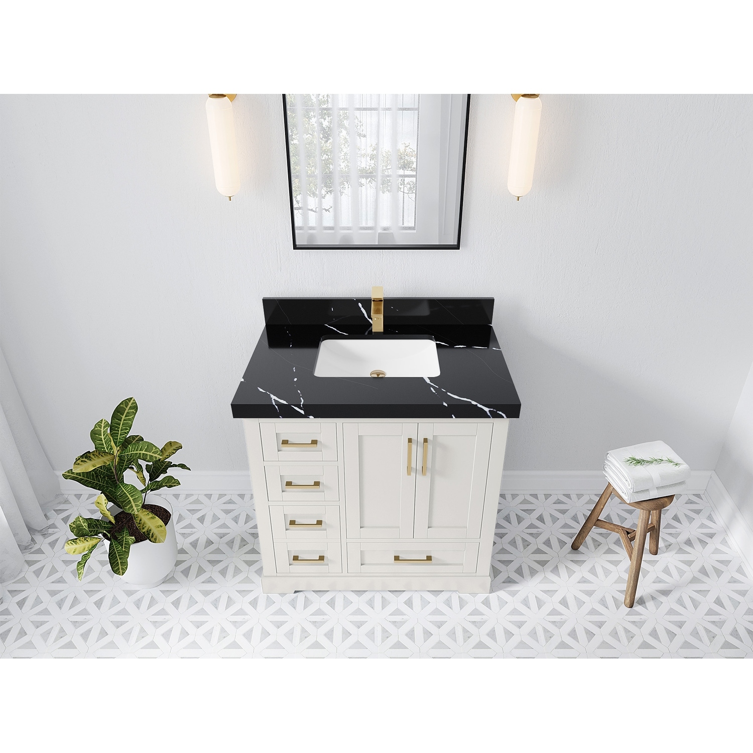 Willow Collections 36 in. W x 22 in. D Boston Center Right Offset Sink Bathroom Vanity With Counter top