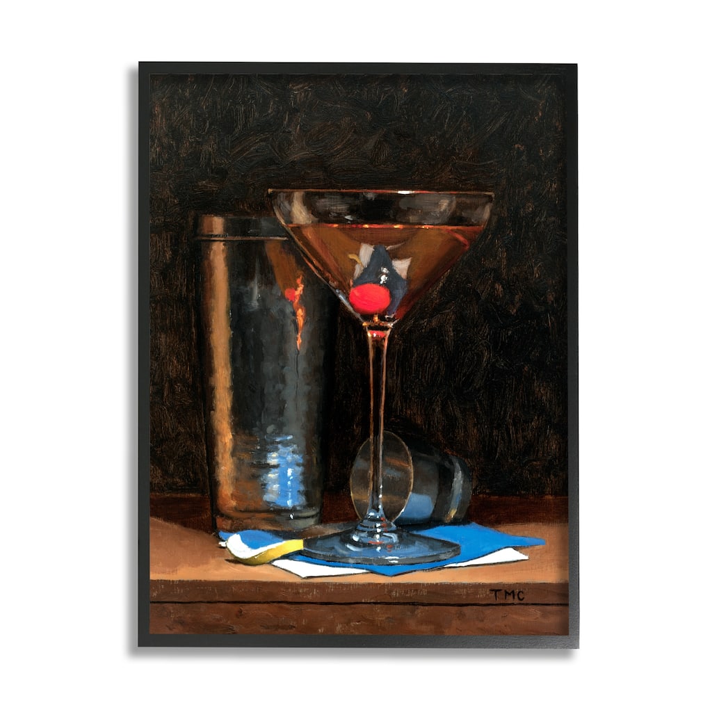 Stupell Martini Glass Drink Mixer Detailed Still Life Framed Wall Art - Brown