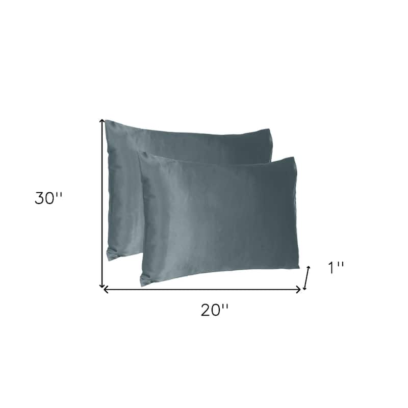 HomeRoots Gray Dreamy Set Of 2 Silky Satin Queen Pillowcases