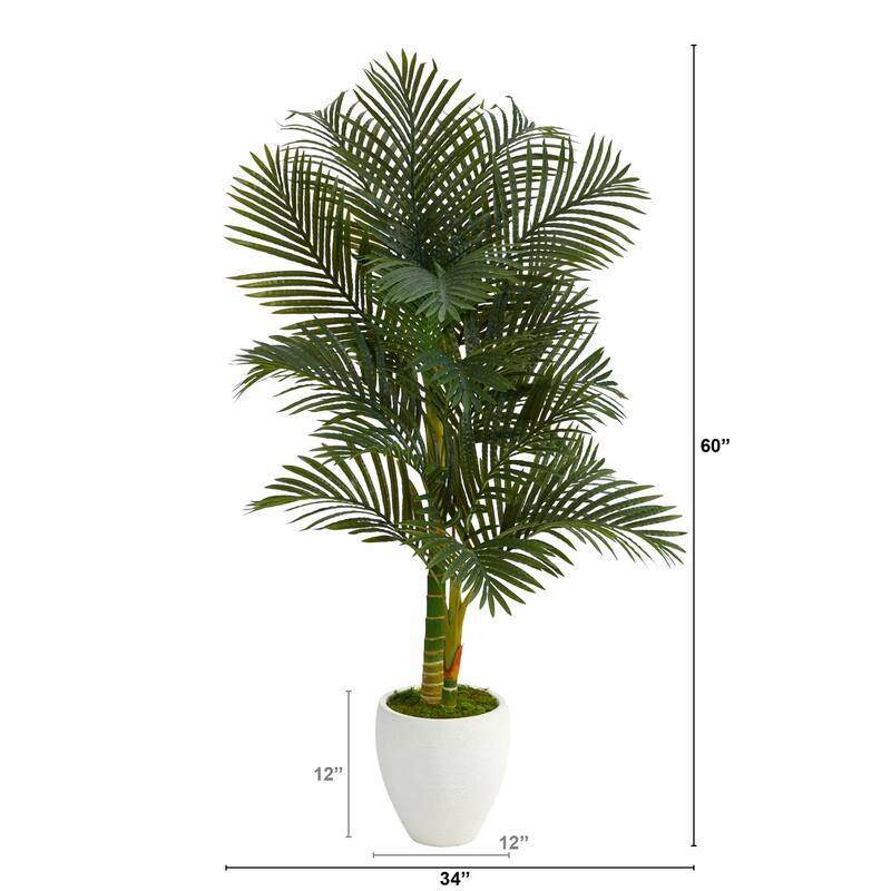 Artificial Palm Tree with Planter - 5ft Indoor Tropical Tree Décor - Green - 51-60 Inches