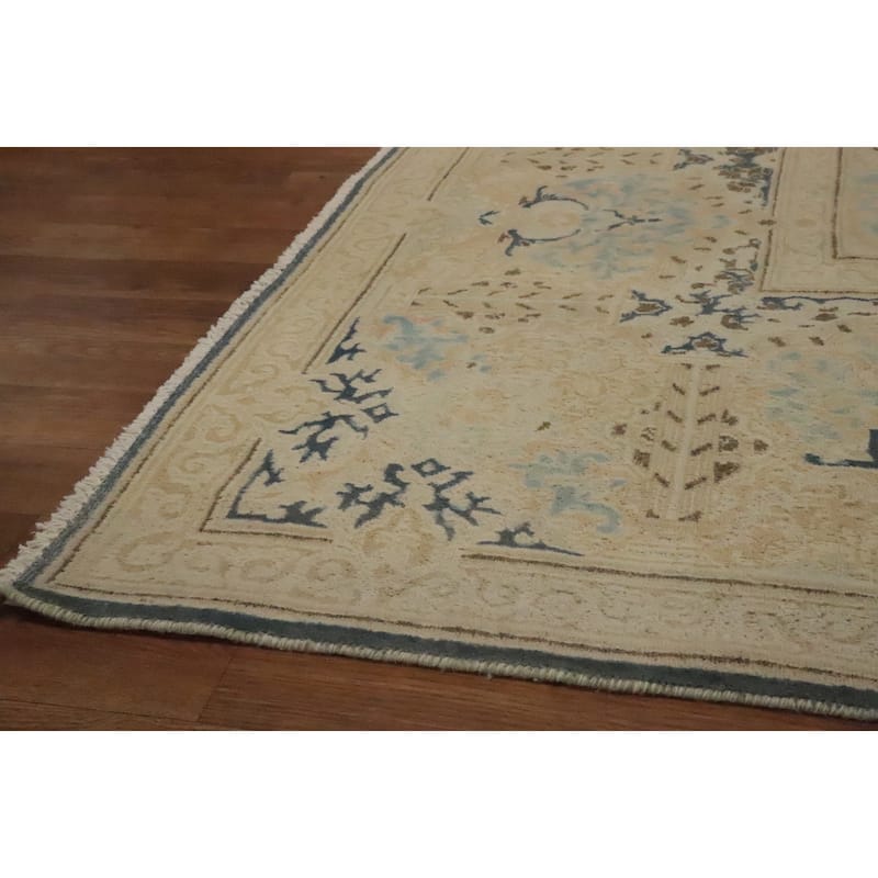 Hand Knotted Oriental 100% Wool Carpet Traditional Medallion Greys & Charcoal Kerman Area Rug - 12' 4'' X 9' 8''