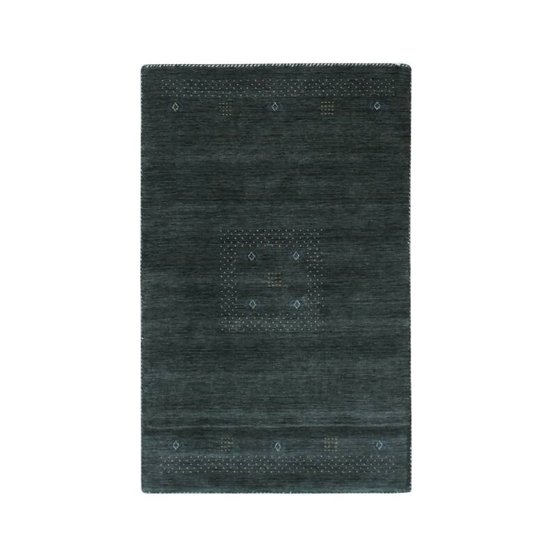 Gray Hand Knotted Wool Modern Rug 2' x 4' - Ornamental Medallion 0.5" Pile Sophisticated Design - N/A