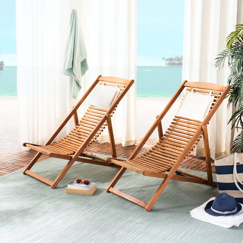 SAFAVIEH Outdoor Makena Relax Chair with Pillow (Set of 2) - 24W x 39D x 38H
