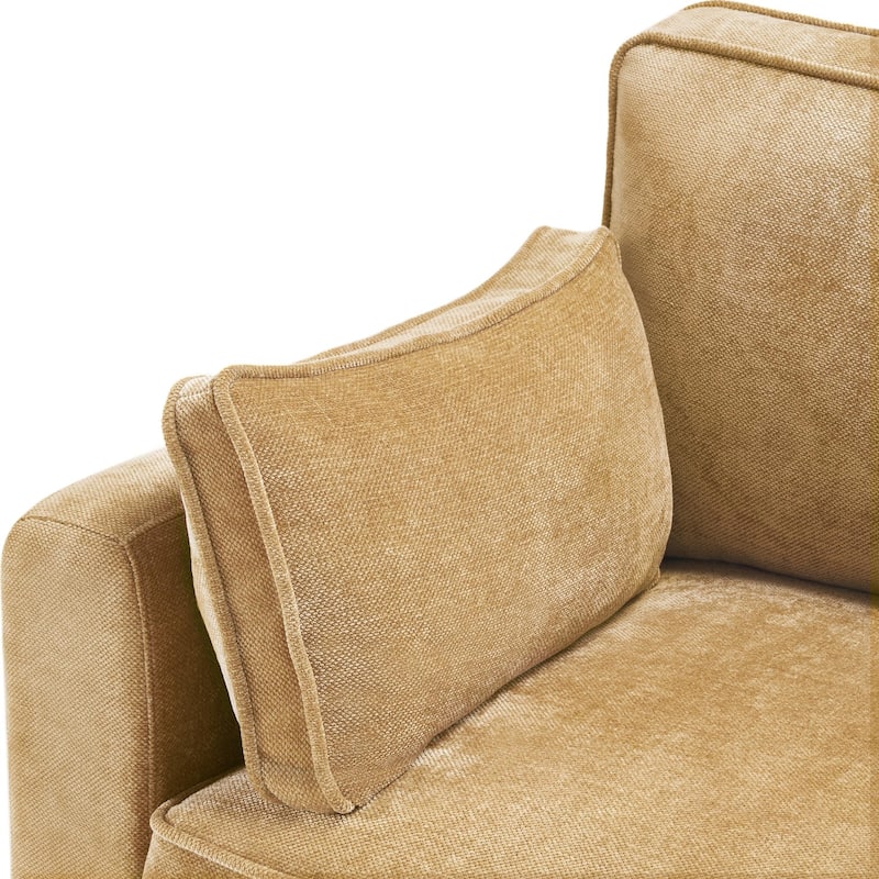 81" Modern Corduroy 3 Seater Sofa, Polyester Rectangle Upholstered Sofa with Wood Base for Living Room - 81"W X 33"D X 26"H