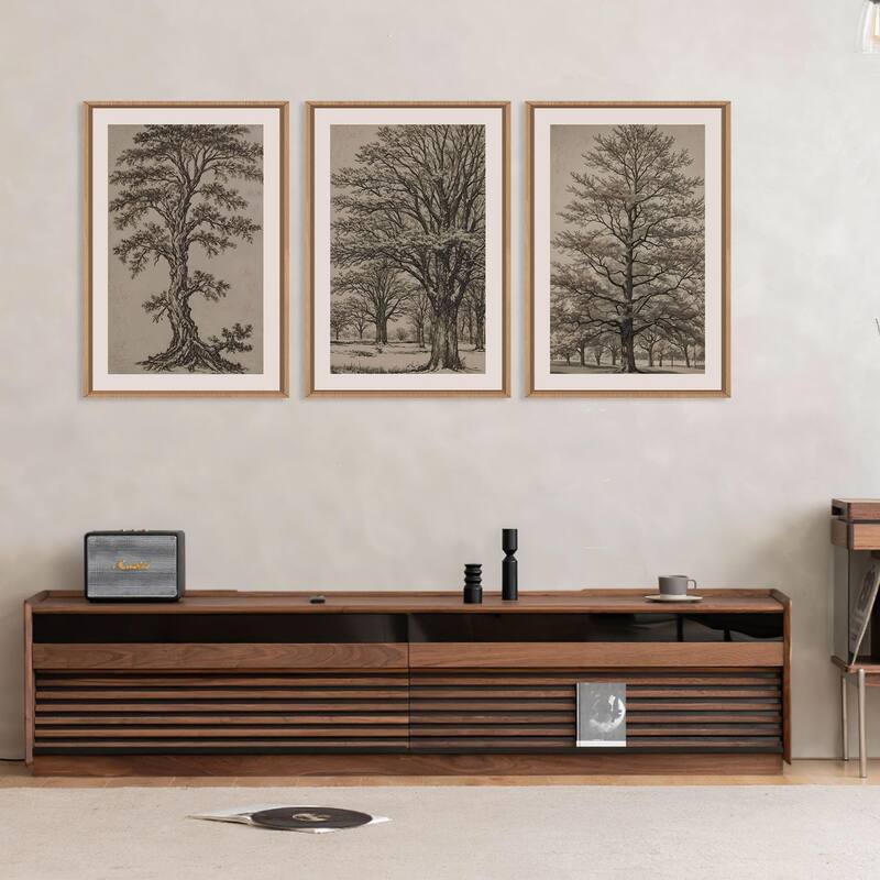 Neutral Tree Sketch Framed Canvas Wall Art Set