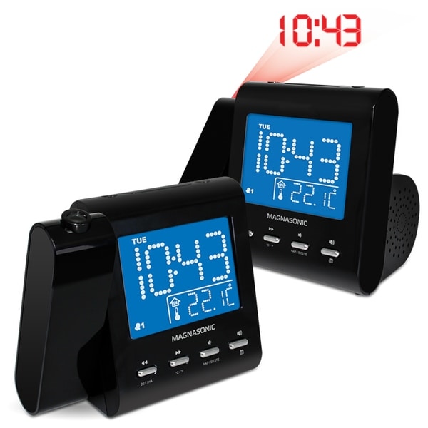 ... Electrohome EAAC601 Projection Alarm Clock with AM/FM Radio Battery Backup 