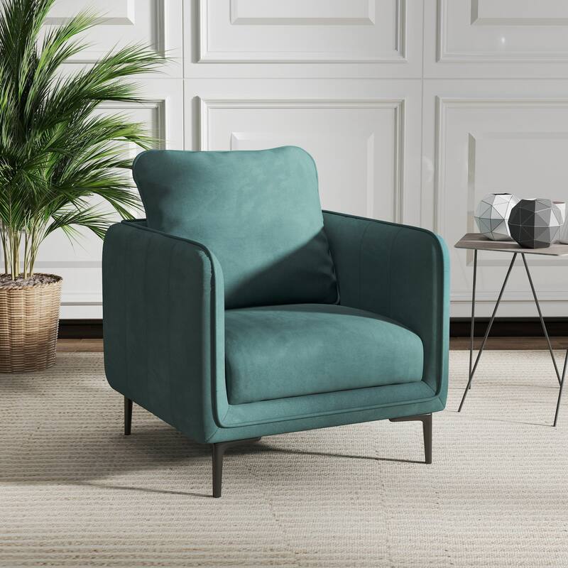 Nora Modern Velvet Accent Chair for Bedroom with Metal Legs - Green