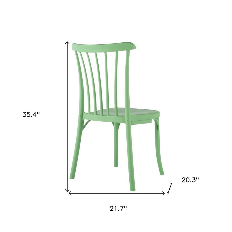 HomeRoots Set of Two Green Heavy Duty Plastic Outdoor Stacking Dining Chairs