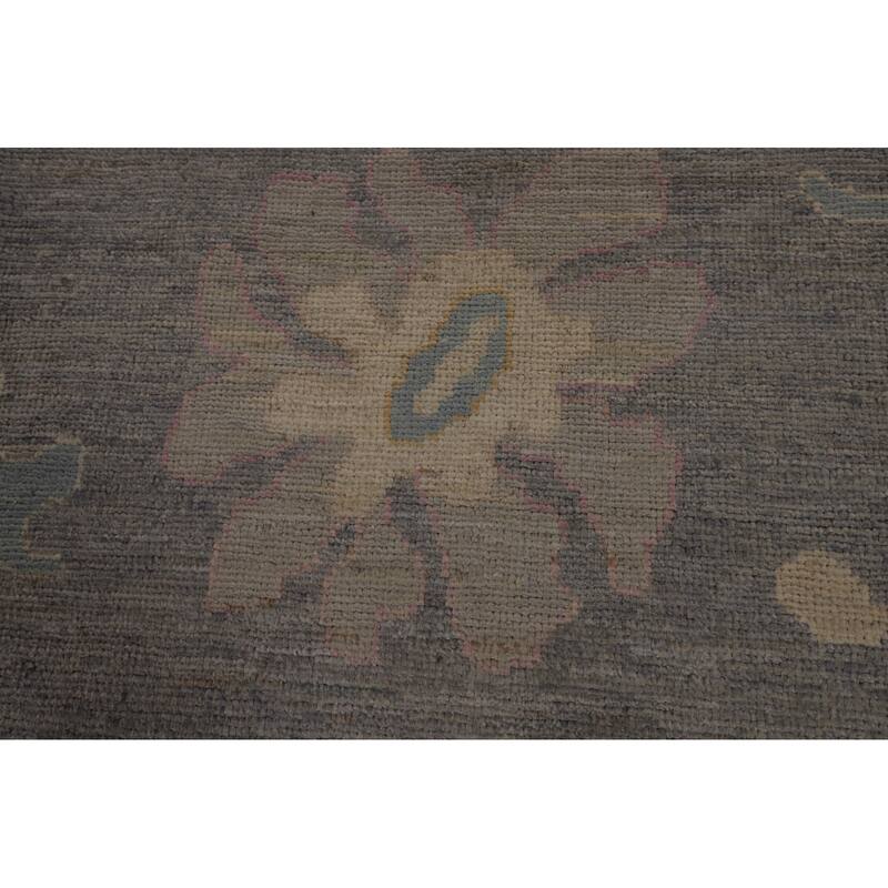 Vegetable Dye Gray Oushak Turkish Area Rug Handmade Wool Carpet - 9'3"x 12'6"