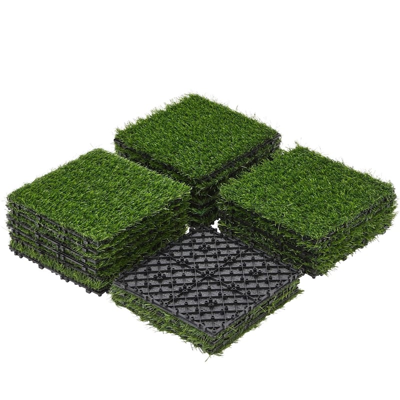 Yaheetech 27pcs 12"x 12" Artificial Grass Interlocking Tile Flooring - 12"x12" - 12"x12"