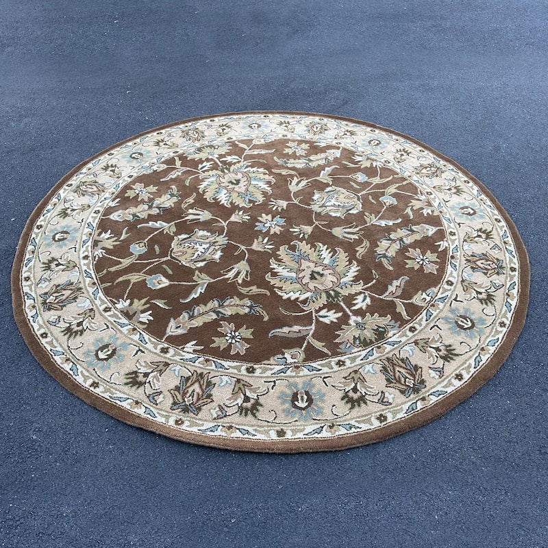 HERAT ORIENTAL Handmade Mahal Wool Rug Collection - 8' x 8' - Brown/Beige