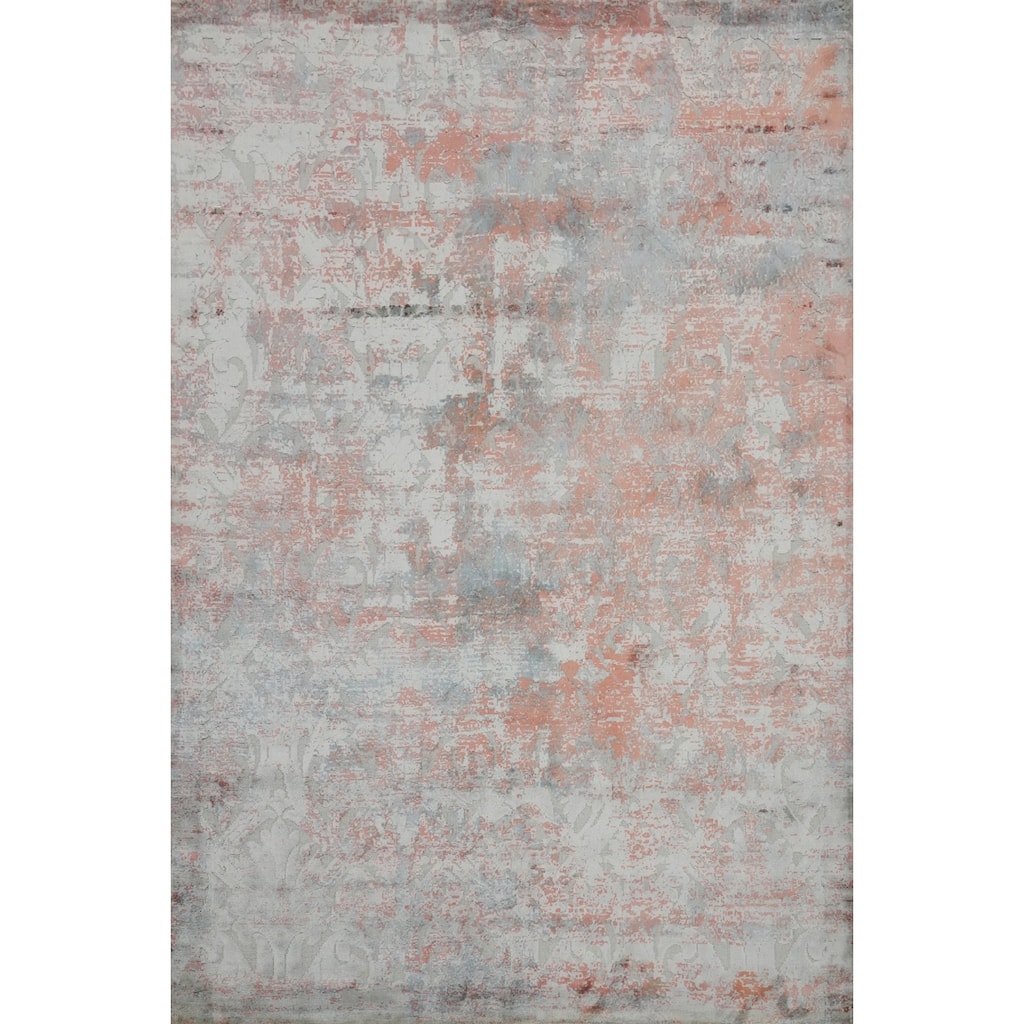 Hand Knotted Oriental Viscose Silk Carpet Modern Abstract Multi-Colored Abstract Area Rug - 8' 1'' X 5' 7''