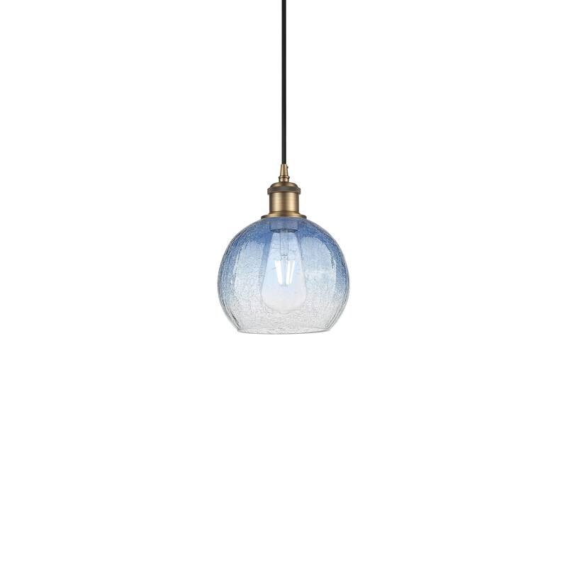 Innovations Lighting 516-1P-11-8 Brookhaven Globe Pendant Brookhaven - Brushed Brass / Sapphire Blue