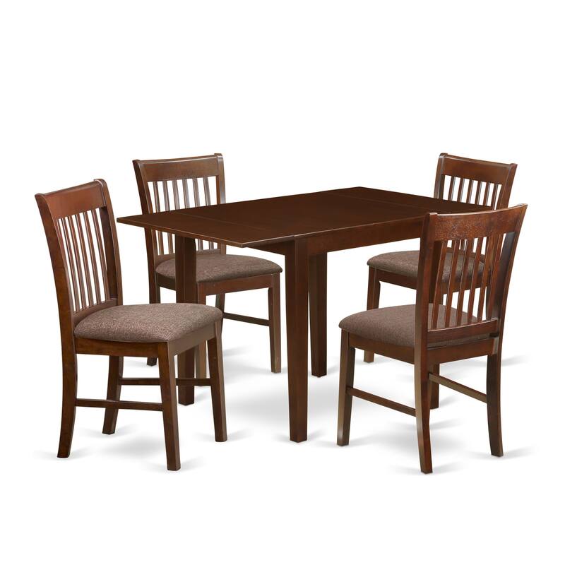 East West Furniture Dinette Set- a Rectangle Dining Table and Linen Fabric Kitchen Dining Chairs, Mahogany (Pieces Option)