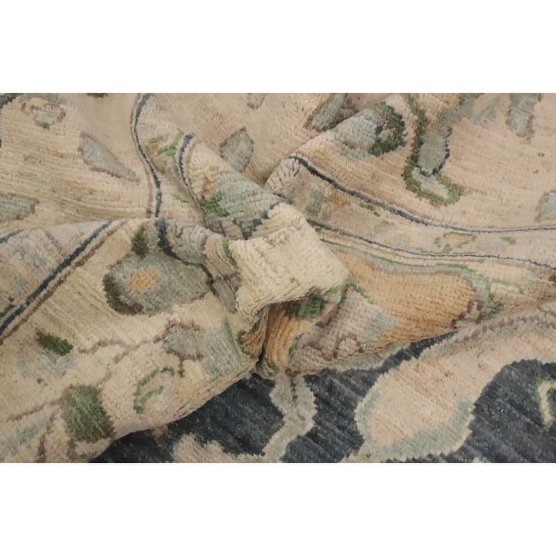 Hand Knotted Oriental 100% Wool Carpet Transitional Medallion Greys & Charcoal Oushak Area Rug - 9' 10'' X 8' 0''