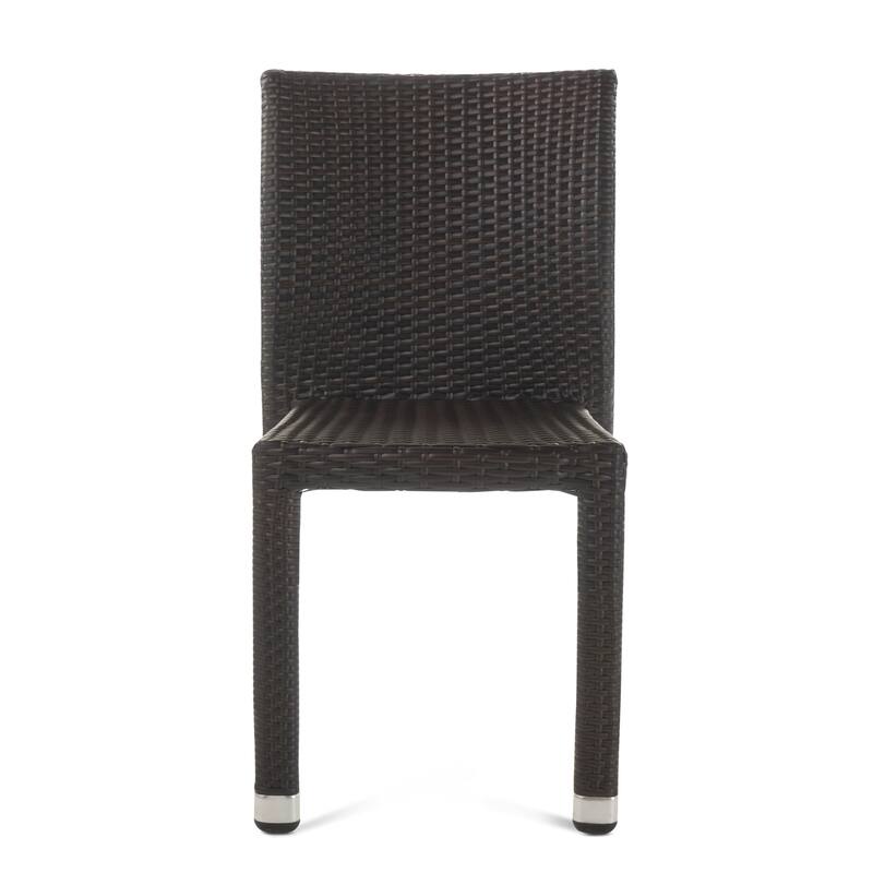 Dover Outdoor Wicker Aluminum Armless Stacking Dining Chair (Set of 4) by Christopher Knight Home
