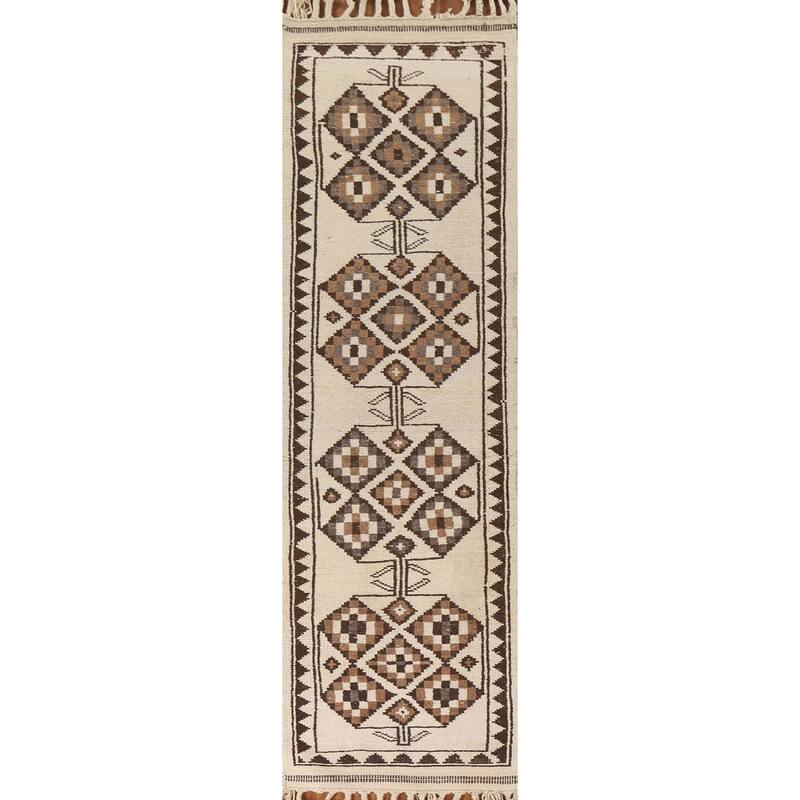Natural Dye Tribal Anatolian Oriental Runner Rug Handmade Wool Carpet - 2'11"x 11'10"
