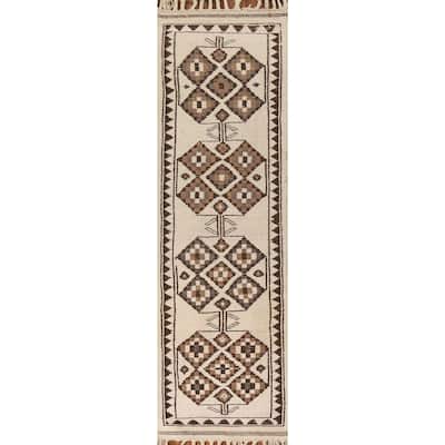 Natural Dye Tribal Anatolian Oriental Runner Rug Handmade Wool Carpet - 2'11"x 11'10"