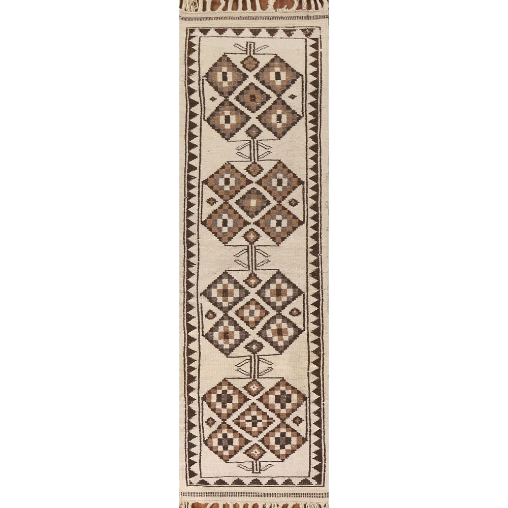 Natural Dye Tribal Anatolian Oriental Runner Rug Handmade Wool Carpet - 2'11"x 11'10"