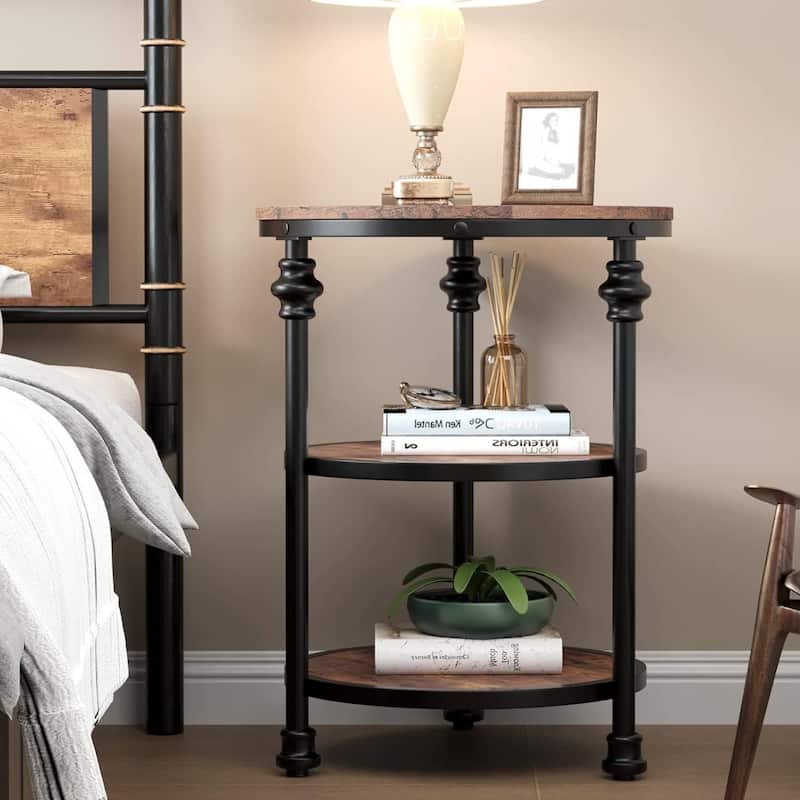 Vintage 3-Tier End Table with Storage Shelf