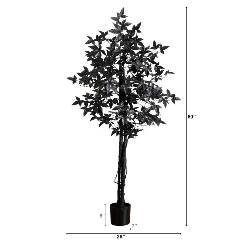 5-ft Artificial Halloween Black Maple Tree with Natural Trunk