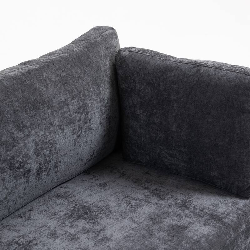 Chenille Upholstered 3 Seater Sofa, Cloud Sofa with 2 Pillows, Deep Seat Sofa with Storage Pocket for Living Room, Apartment