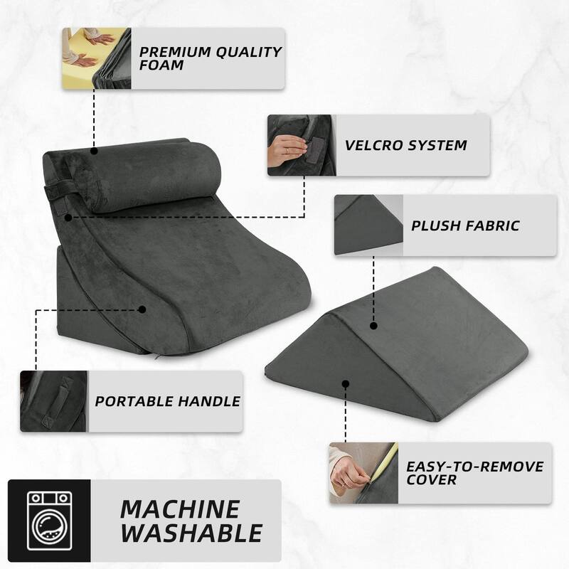 Orthopedic Bed Wedge Pillow Set, Post Surgery Foam for Back, Neck and