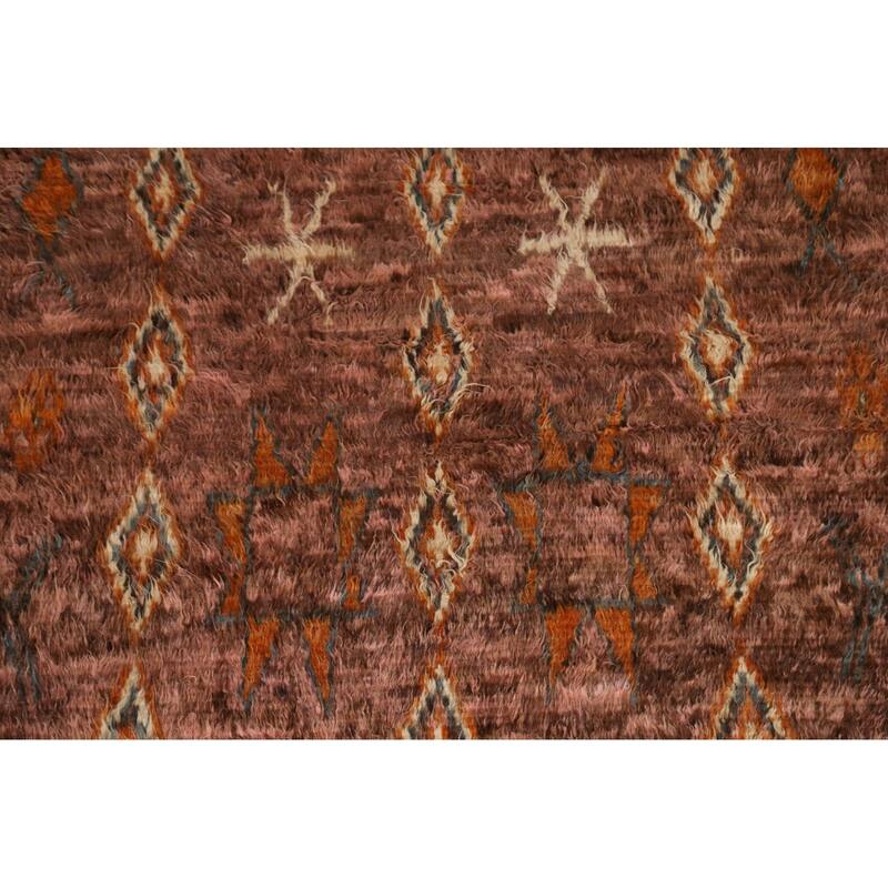 Hand Knotted Oriental 100% Wool Carpet Modern Tribal Pink Moroccan Area Rug - 9' 0'' X 5' 9''