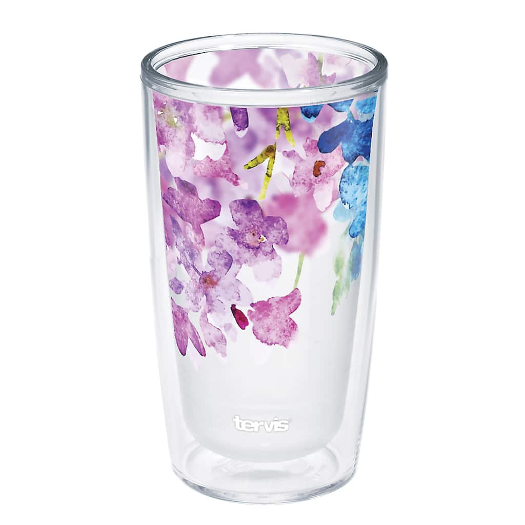 Tervis Watercolor Floral Purple - Crystal Made in USA Double Walled Insulated Travel Tumbler, Watercolor Lilacs - 16oz