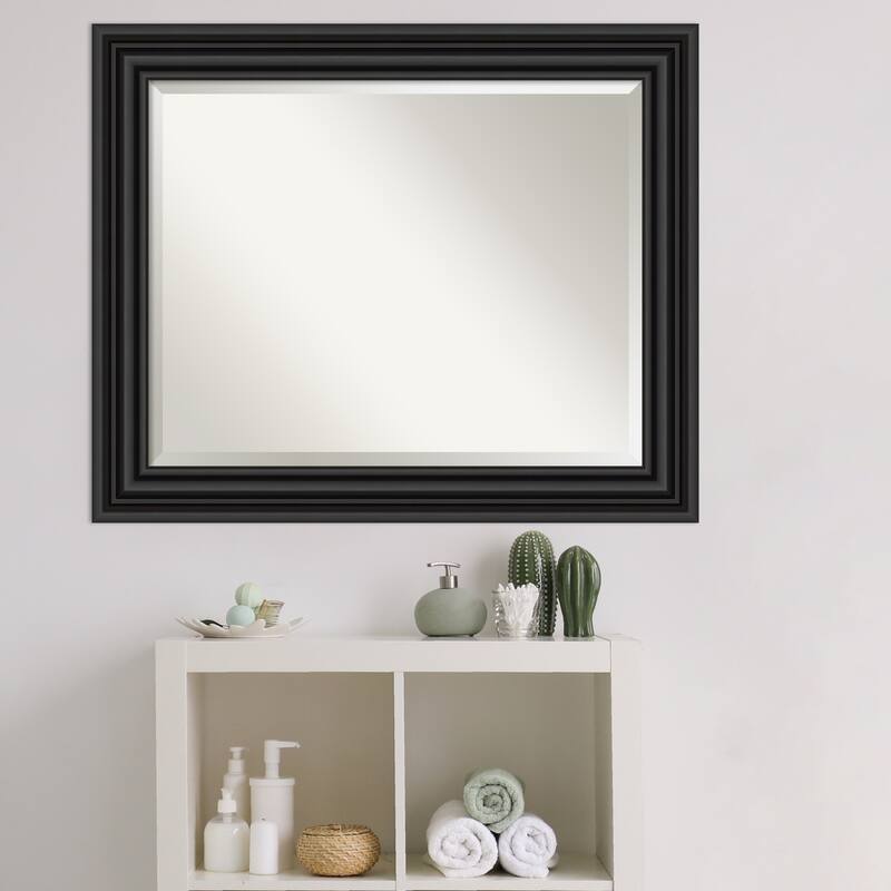 Beveled Bathroom Wall Mirror - Colonial Black Frame