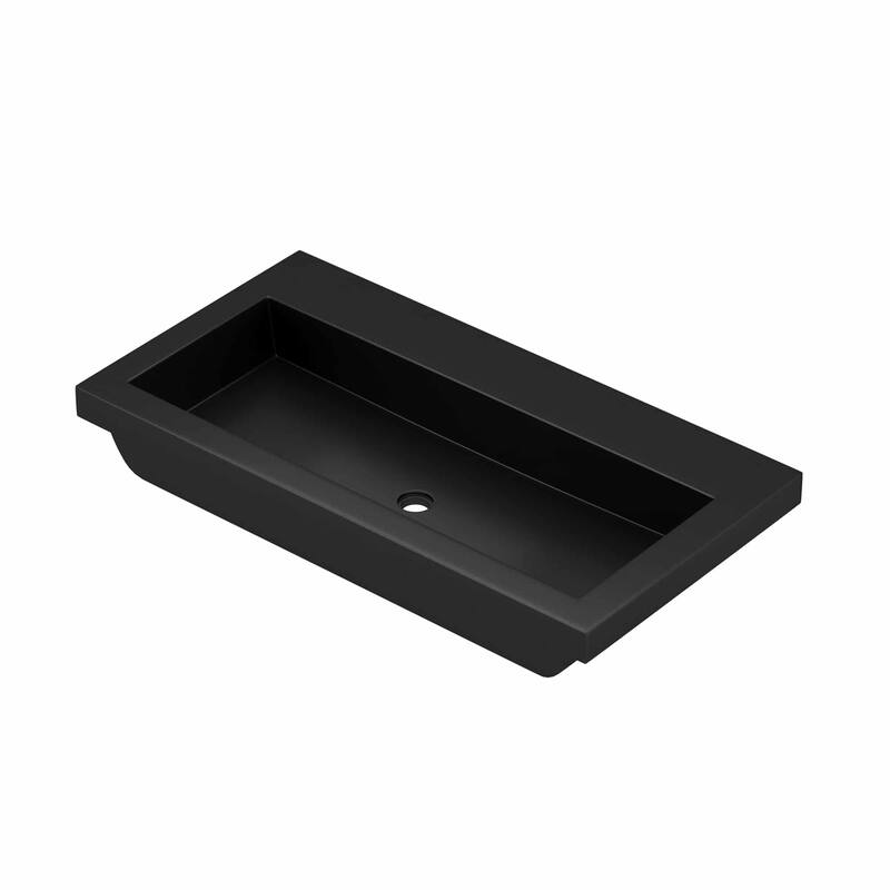 36" NativeStone Trough Drop-in Rectangular Bathroom Sink - 36" x 19" x 5" - Charcoal - No Faucet Hole