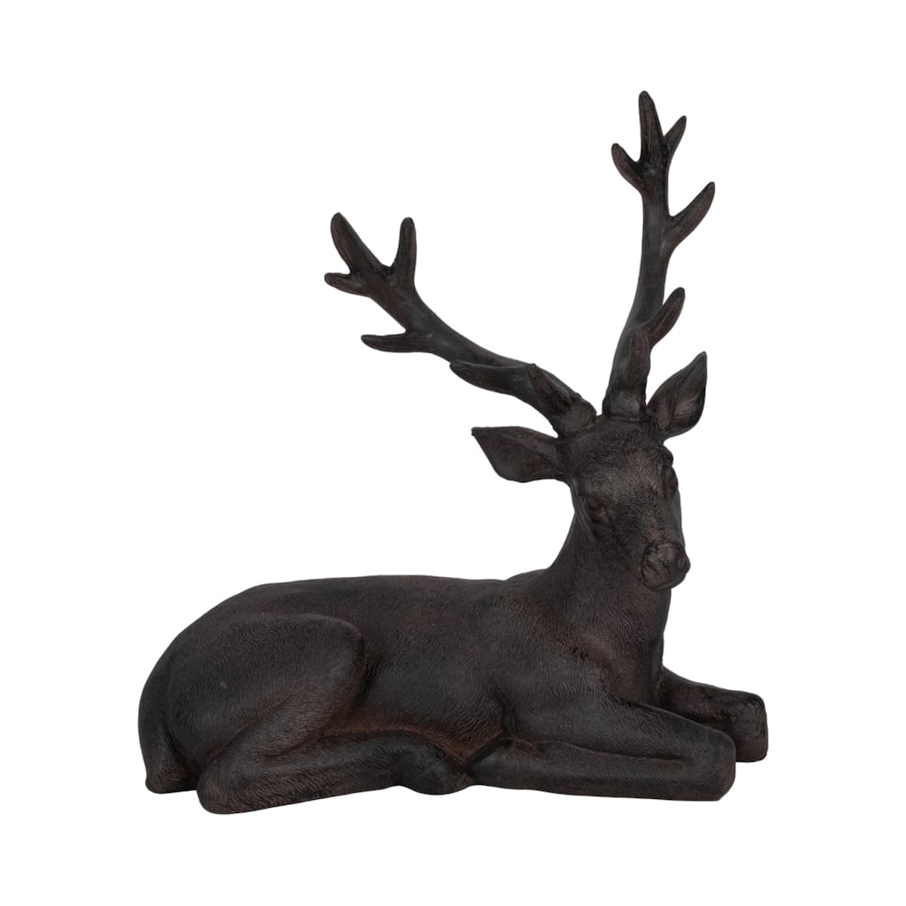 Sagebrook Home Rustic Brown Resin Deer Statue - 6.0" x 12.5" x 13.75"