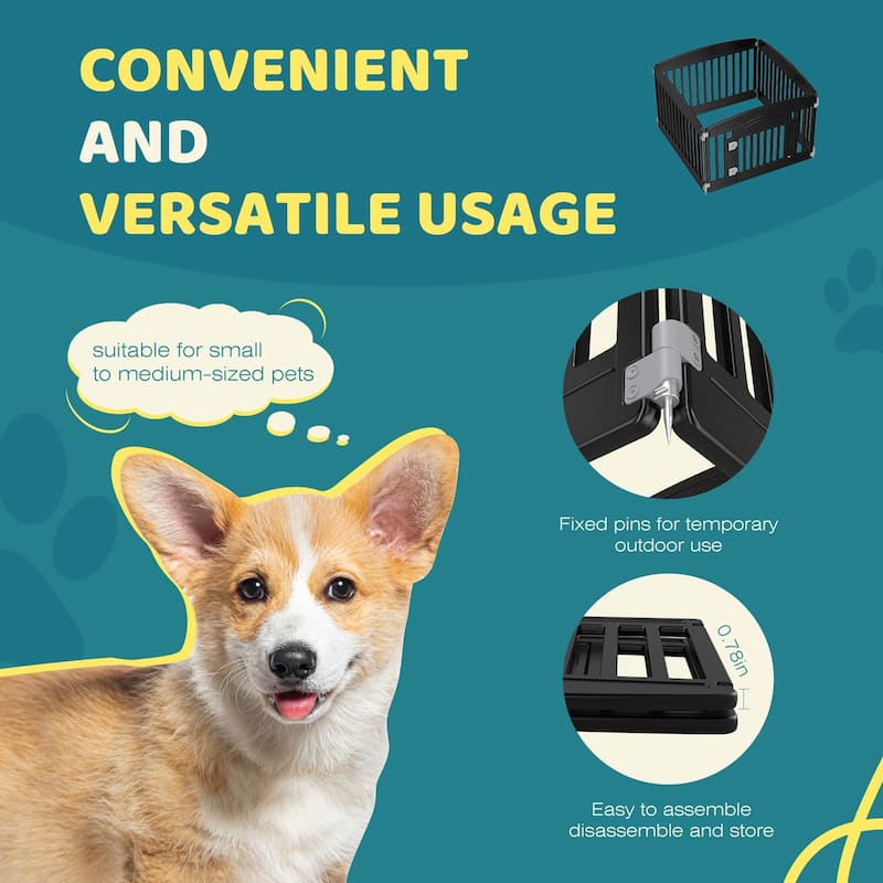 24-Inch Plastic Pet Playpen with Locking Door, Foldable Dog Fence for Indoor and Outdoor Use
