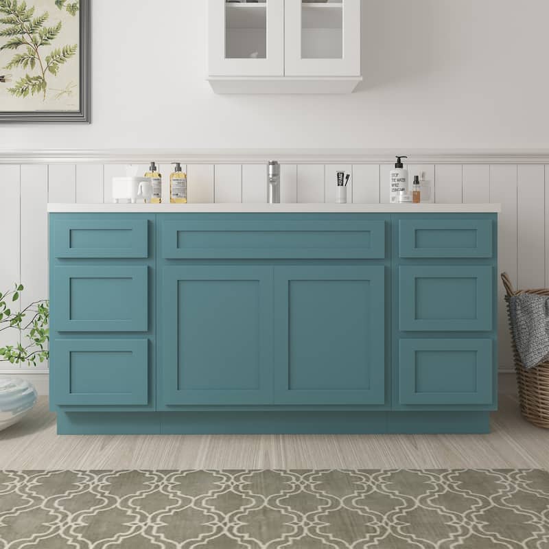 Vanity Art 63" Oak Freestanding Bathroom Vanity Cabinet without Top - Green