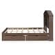 preview thumbnail 13 of 11, Full Size Wood Single Bed Slats Platform Storage Bed Walnut Finish House-shaped Storage Headboard with 5 Storage Shelves