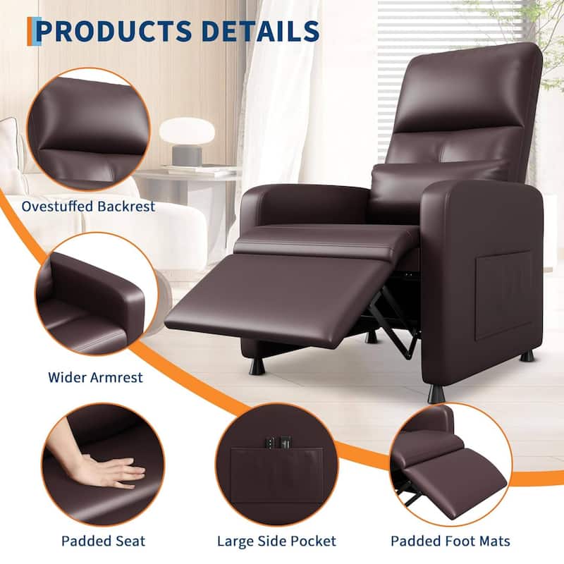 Adjustable Electric Power Recliner Chair, PU Leather Single Sofa for Living Room