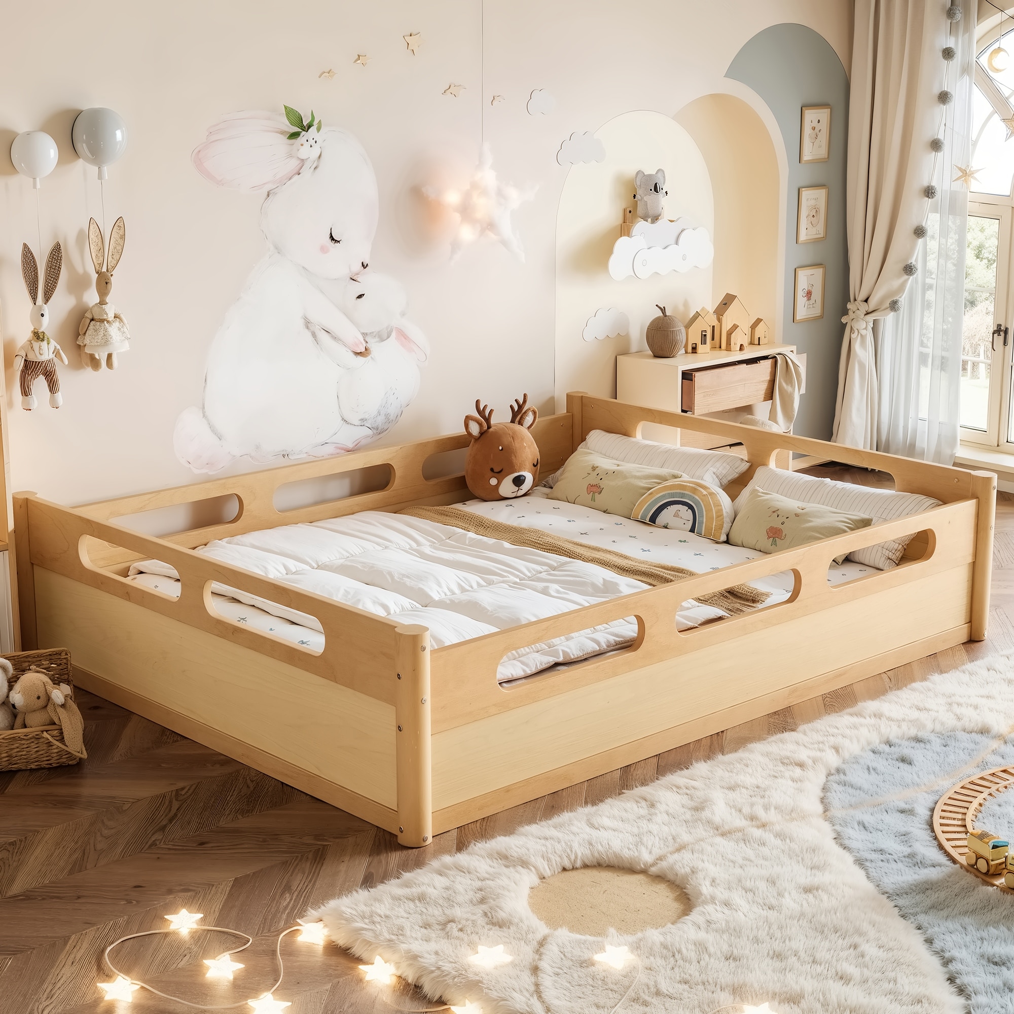 Floor Bed with Full-length Guardrails