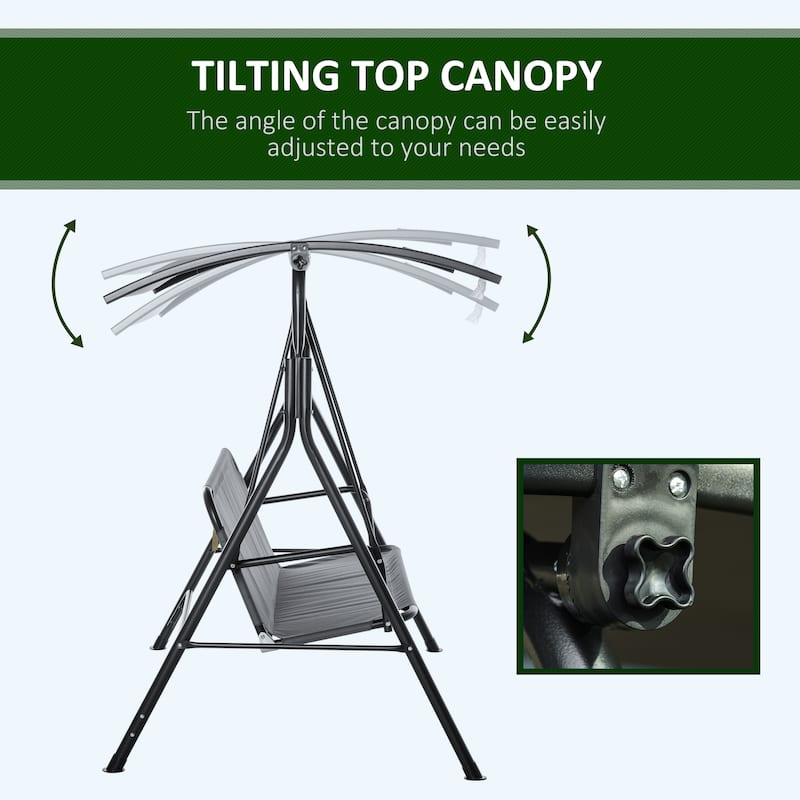 Steel 3-Person Porch Swing with Stand - Outdoor Canopy Swing (440lb Capacity)