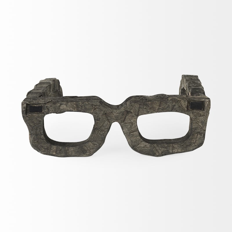 Eugene Rustic Brown Wooden Eyeglass Sculpture - 14"W x 13"D x 5"H