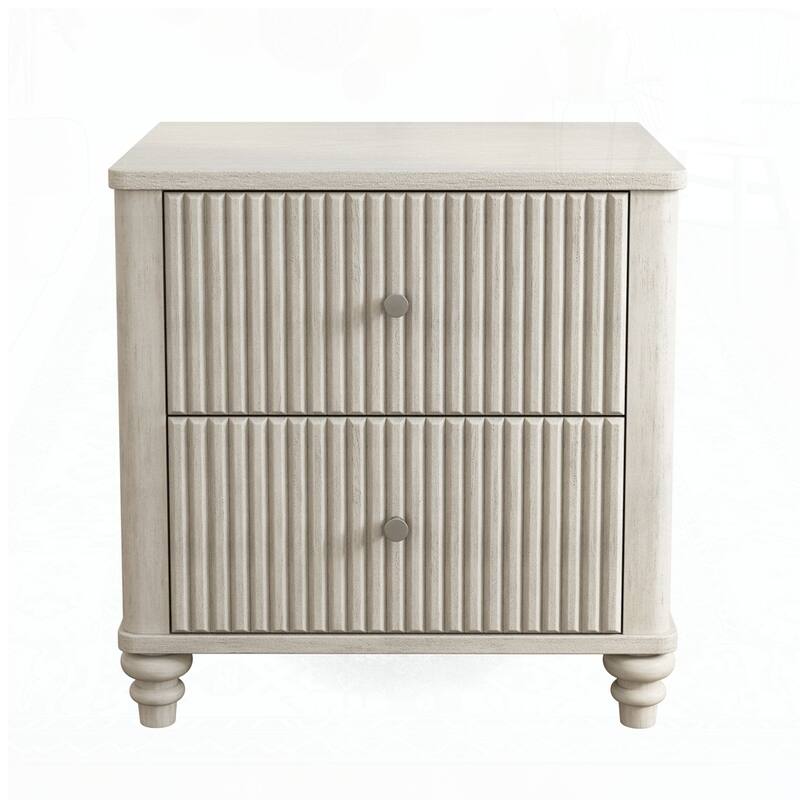 Wood NightStand with Metal Handle