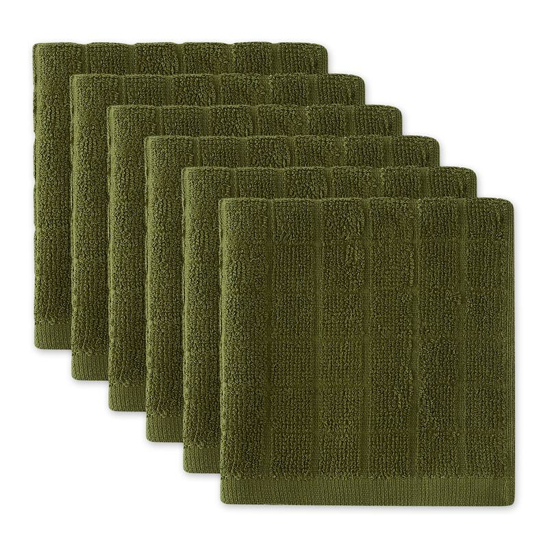 DII Solid Windowpane Terry Dishcloth Set of 6