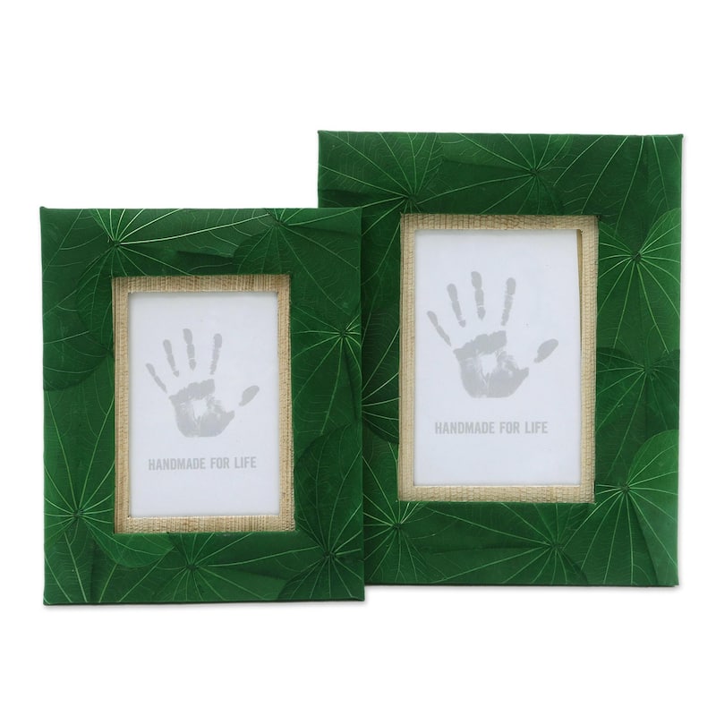 Novica Handmade Autumn Spirit In Green Natural Fiber Photo Frames (Pair)