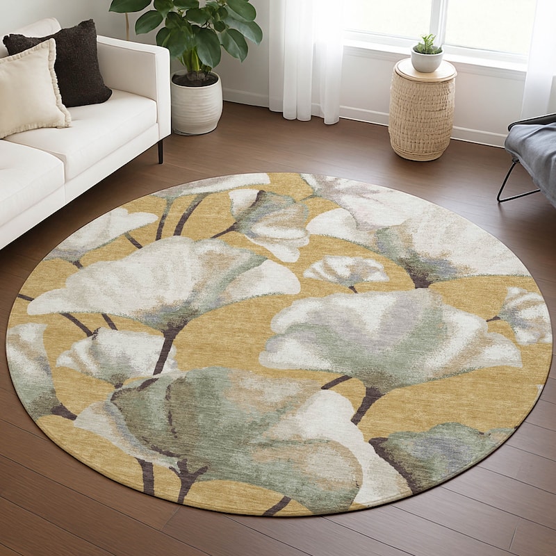 Machine Washable Indoor/ Outdoor Floral Love Chantille Rug
