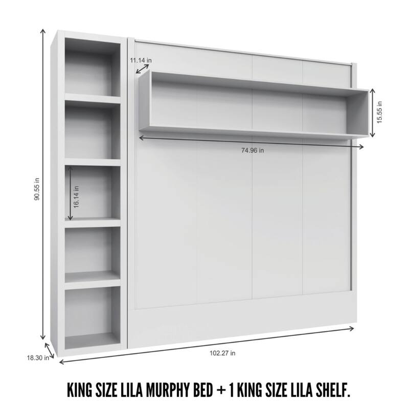 Easy-Lift King Murphy Wall Bed in with Bookshelf