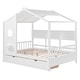 preview thumbnail 32 of 50, House Bed with 2 Storage Drawers, Kids Bed with Storage Shelves, Wooden House Bed Frame for Girls, Boys